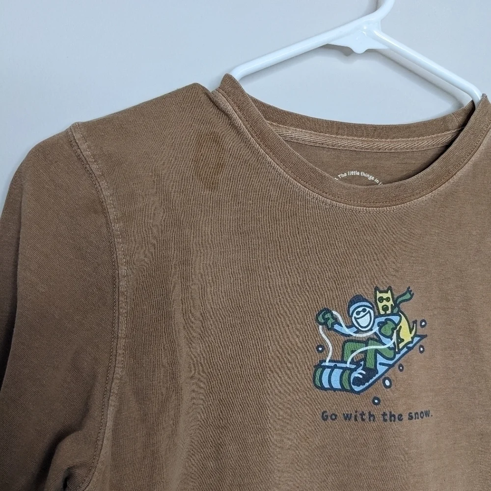 Life is Good Go With the Snow Sled Shirt L 10